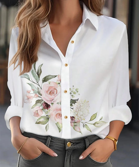 Temperament Loose Woman Shirt Fashion Casual Blouse Elegant Long Sleeve Woman Shirt Holiday Weekend Top