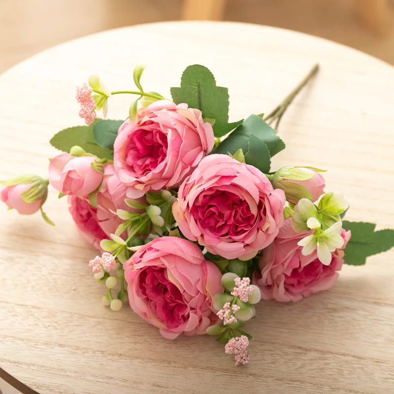 30 cm Silke Peon Kunstig Blomsterbukett Vår For Hvit Hjem DIY Dekorasjon Julehage Bryllup Kontorfest Falsk blomst