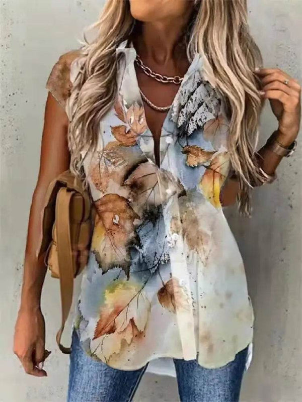 Temperament Short Sleeve Women Shirts Fashion Casual Loose Shirts Women Print Cardigan Tops - MHMote