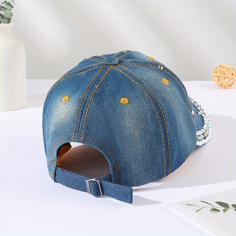 Rhinestone Dragonfly Patch baseballcaps blå dongeri vasket nødlidende far lue solhatter for kvinner