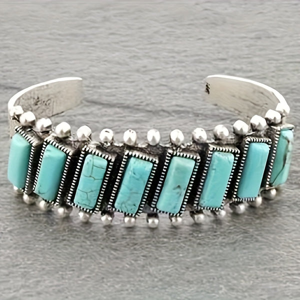 Retro Western Style Exaggerated Cuff Bangle Bracelet Creative Boho 8 Turquoise Bracelets