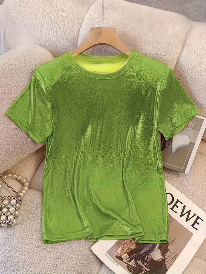 Chic T-Shirt for Women with a French Sparkle Princess Design - Comfortable Round Neck, Flexible Polyester Mix, Washable in Machine - Ideal for Spring, Summer, And Autumn - MHMote