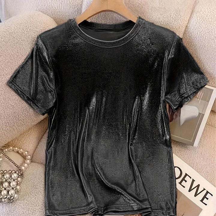 Chic T-Shirt for Women with a French Sparkle Princess Design - Comfortable Round Neck, Flexible Polyester Mix, Washable in Machine - Ideal for Spring, Summer, And Autumn - MHMote