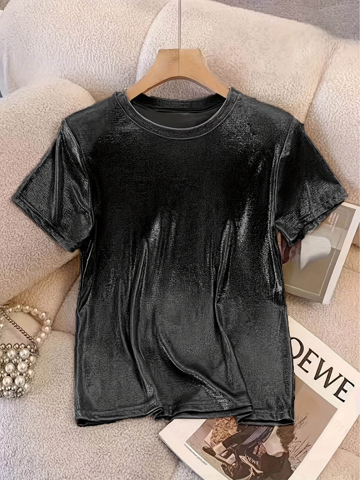 Chic T-Shirt for Women with a French Sparkle Princess Design - Comfortable Round Neck, Flexible Polyester Mix, Washable in Machine - Ideal for Spring, Summer, And Autumn - MHMote