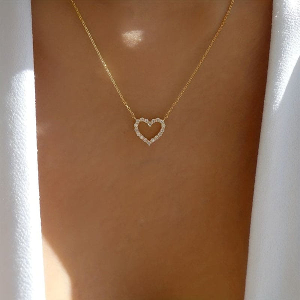 Heart Pendant Necklace With zirconia Valentine's Day Jewelry Accessories For Parties Dating And Daily Wear, Valentine's Day Gift