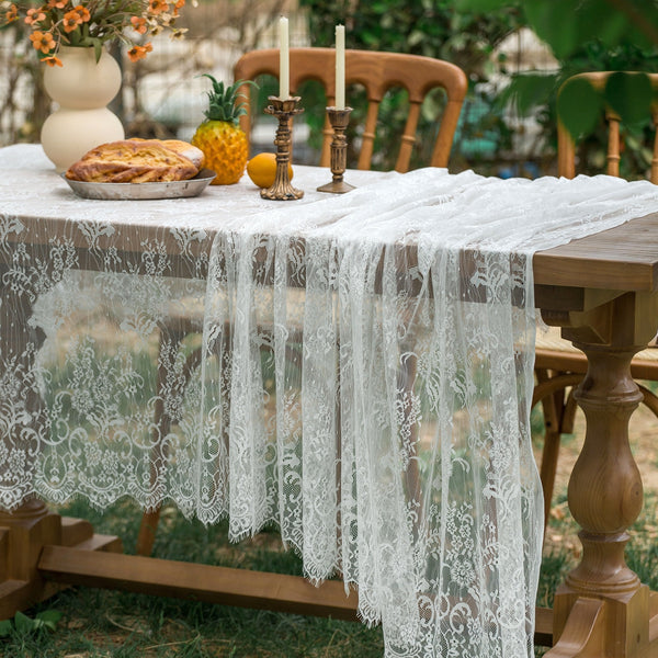 Elegant Lace Tablecloth with Floral Pattern - Perfect for Weddings, Bridal Showers, Birthdays, and Special Events - Polyester, Machine-Made Table Cover for Outdoor Decor, Suitable for Summer and Various Holidays