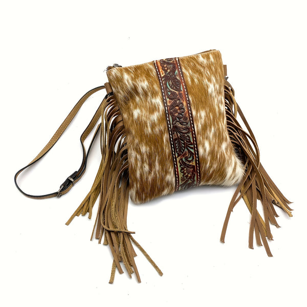 Western Tassels Cowhide Crossbody Messenger Bag For Women Vintage Horsehair Floral Embossed Handbag Shoulder Bag Vintage 
Genuine Leather Cowgirl Small Tooled Fringe Leather Purse Phone Bag