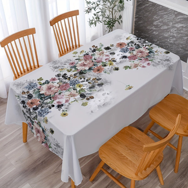 1pc, Vibrant Polyester Tablecloth - Compact, Rustic Pastoral Wheat Design, Rectangle Shape, Simple Style Table Cover - Perfect for Picnic, Holiday Party, and Room Decor