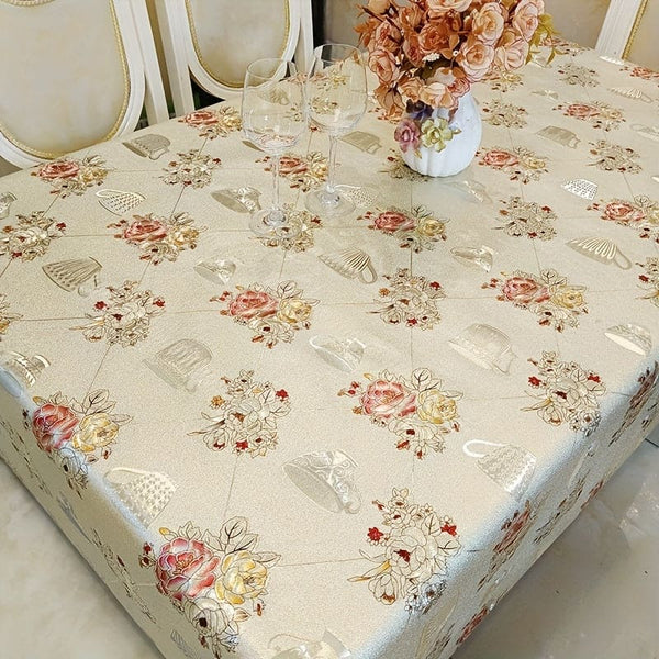 Luxurious Nordic Gold-Floral Tablecloth - Waterproof & Oil-Resistant - Heat-Resistant - Ideal for Home Dining Decor - Multiple Sizes Available