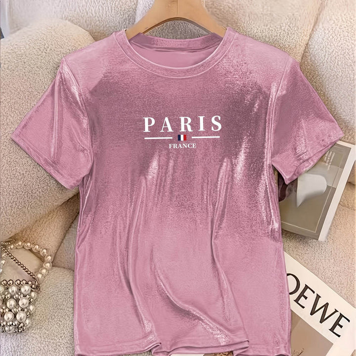 Shimmering Princess Ladies' T-Shirt - Casual Round Neck, Stretchy Polyester Blend, Perfect for Spring/Summer/Autumn Wear. - MHMote