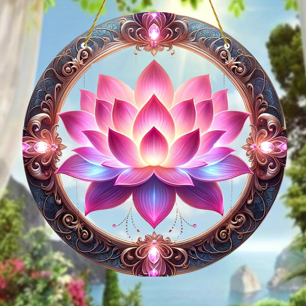 1pc, Lotus Window Hanging Acrylic Sun Catcher(20cm*20cm/8in*8in)lotus Light Catcher,lotus Flower Decor,housewarming Gifts,holiday Decorations,Wreath Center Attachment,room Decor,House Decoration,home Decor,Garden Decoration,y