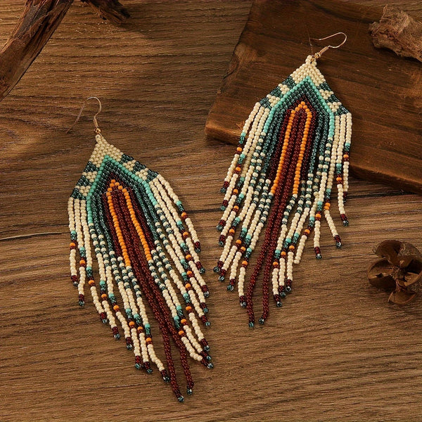 Vibrant Rhombus Tassel Earrings - Fashionable Bohemian Chic for Summer Getaways - Dangle Ear Ornaments