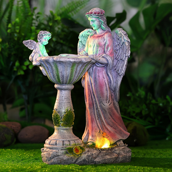 1pc Solar Angel Statue, Resin Art Deco Floor Mount, Nature-Themed Outdoor Garden Decor, Mother'S Day Gift, Solar-Powered with 300mAh Nickel Battery,, Detachable Photovoltaic Module