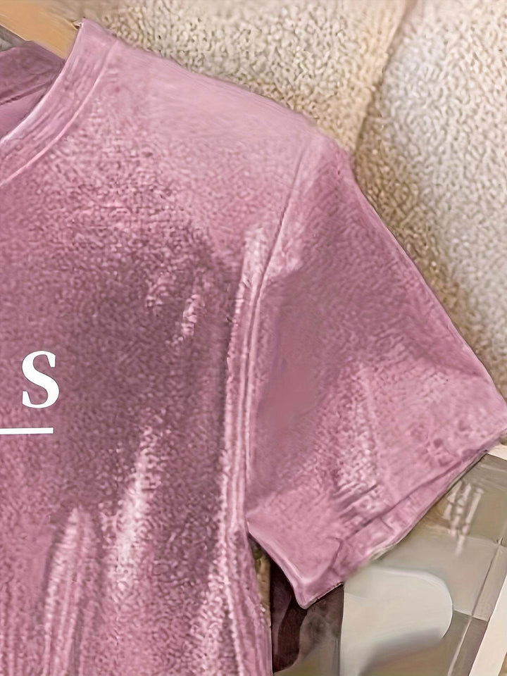 Shimmering Princess Ladies' T-Shirt - Casual Round Neck, Stretchy Polyester Blend, Perfect for Spring/Summer/Autumn Wear. - MHMote